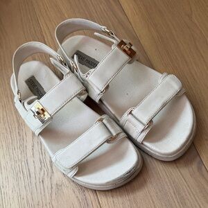 Steve Madden Women's Cream Sandals with Gold Accents